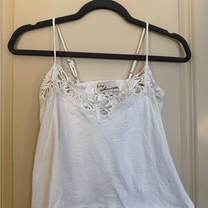 Vintage Havana White Camisole with Lace Detail